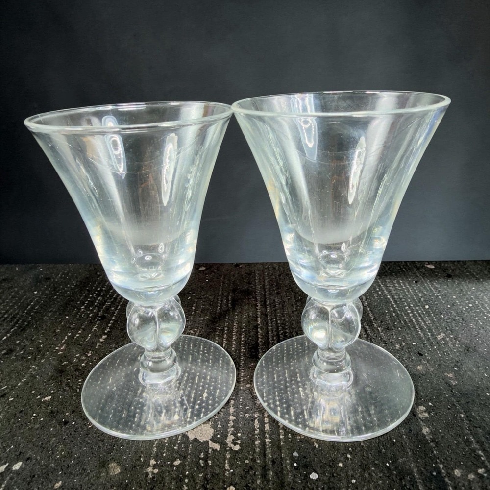 Vintage Seneca Ingrid Clear Elegant 4inch Goblets Footed Cups Glasses Set 2‎